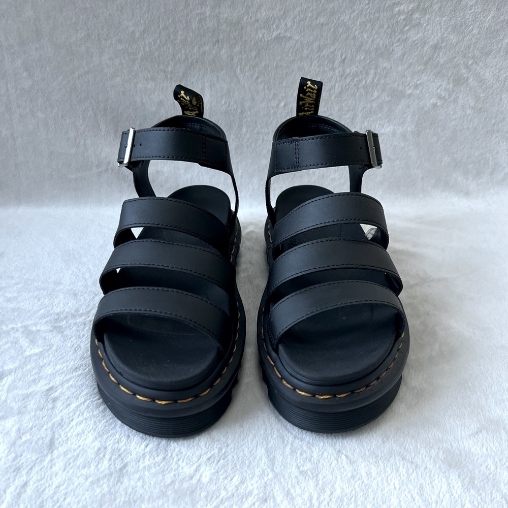 Dr. Martens Blaire Black Hydro Leather Strap Sandals US Women's 10 - Picture 3 of 7